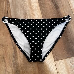 Shoshanna Black White Hearts Bikini Bottom M ASO Jessica Simpson